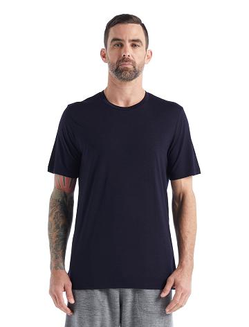 Midnight Navy Men's Icebreaker Merino Tech Lite II Short Sleeve Tee T Shirts | USA 1166ZUTG